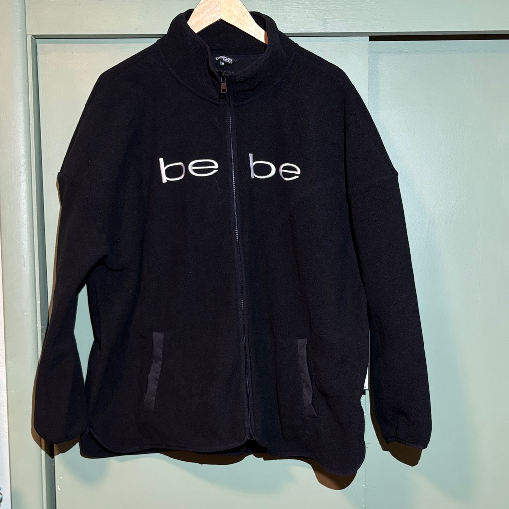 Bebe Black Fleece Jacket With Logo